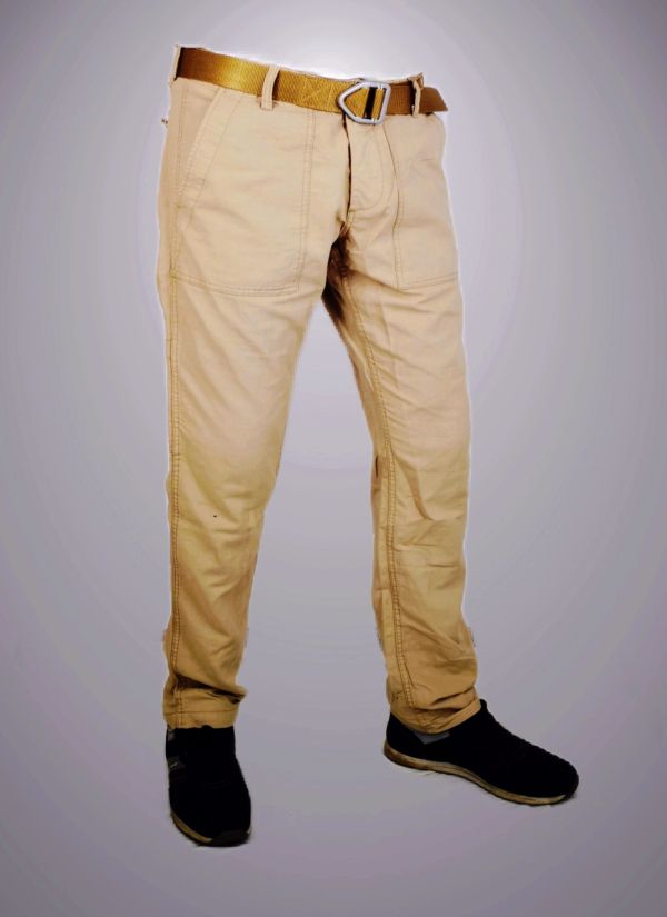 Ανδρικό παντελόνι Slim Fit από μείγμα λινό - Μπεζ