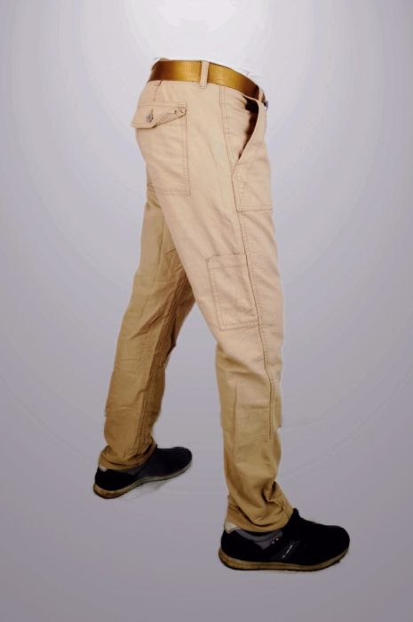 Ανδρικό παντελόνι Slim Fit από μείγμα λινό - Μπεζ