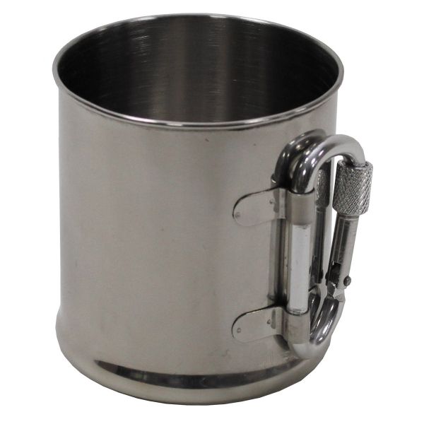 Cup, Stainless Steel, carabiner, single-walled, ca. 220 ml