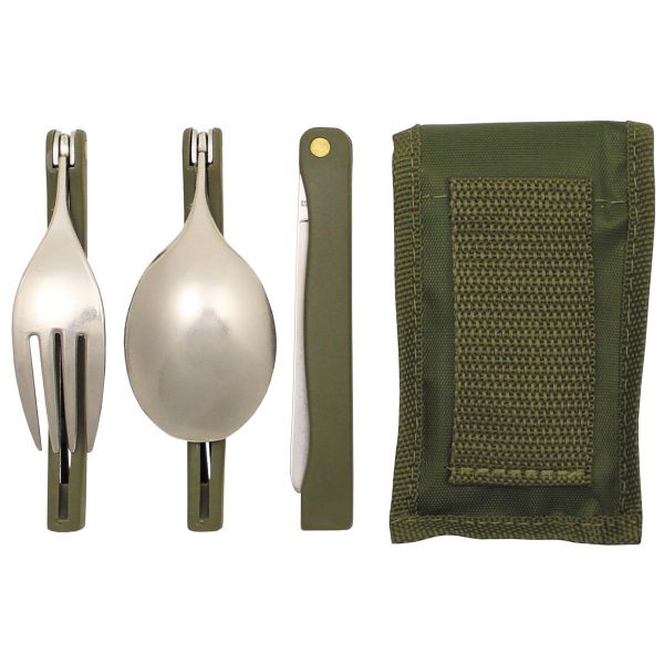 Cutlery Set, "Camping", OD green, foldable
