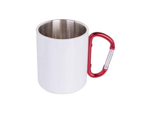 Cup, Stainless Steel, carabiner, double-walled, 300 ml