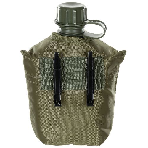 Plastic canteen with thermo-case and carriers - Green