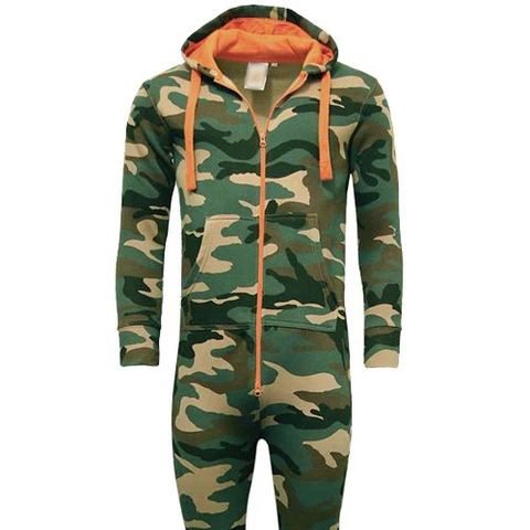 Unisex Quilted Camouflage Jumpsuit