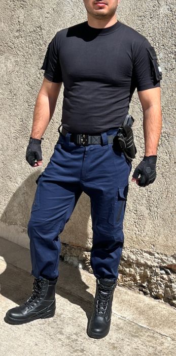 Pantaloni cargo de vară din bumbac bleumarin -Politie