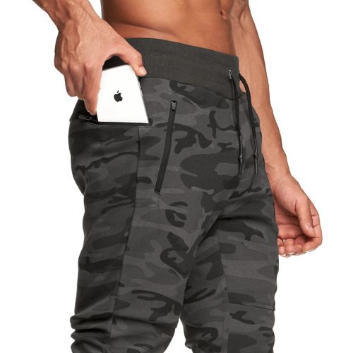Sports fitness trousers - gray camouflage